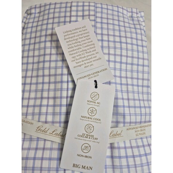 Roundtree & Yorke Mens Dress Shirt Gold Label Size 20 36-37 White Blue Pur  (01) - Picture 3 of 5